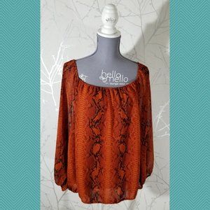 Vince Camuto Orange Snakeskin Print Blouse